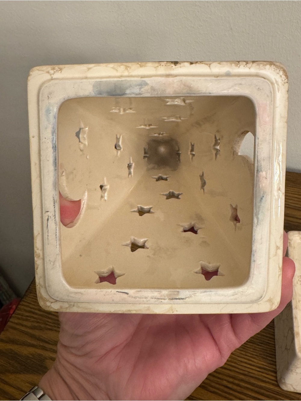 1990s PartyLite "Galaxy Pyramid" ceramic tealight candle holder GUC - Picture 8 of 9